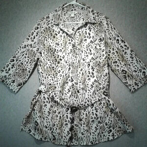 Leopard Print Short Sleeve Belted Tunic Top  Size 18W